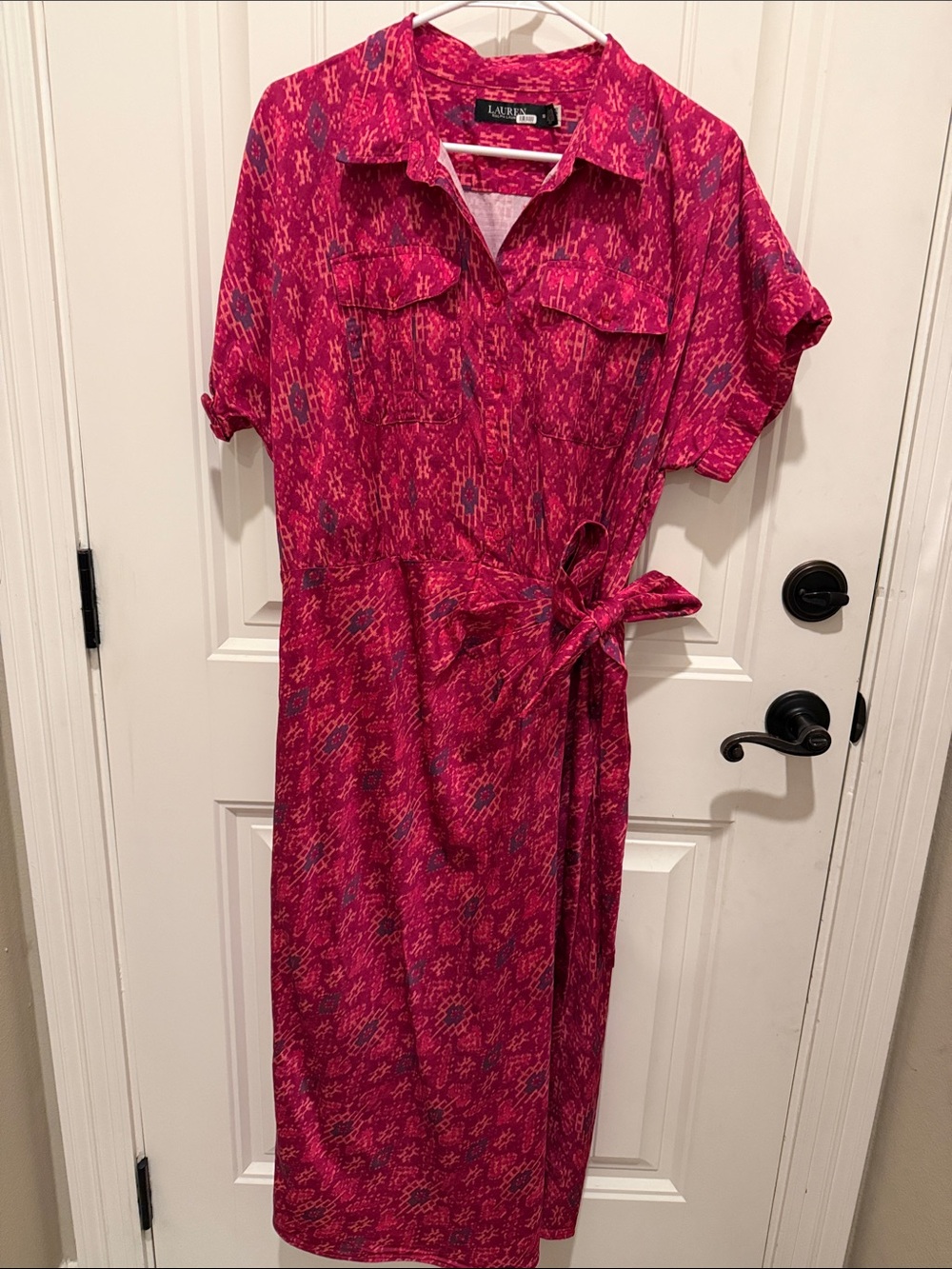 Ralph Lauren Patterned Tie-Waist Shirt Dress